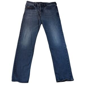 Diesel Buster Blue Wash Denim Jeans Button Fly Straight Leg Men's Size 33x32 Y2K